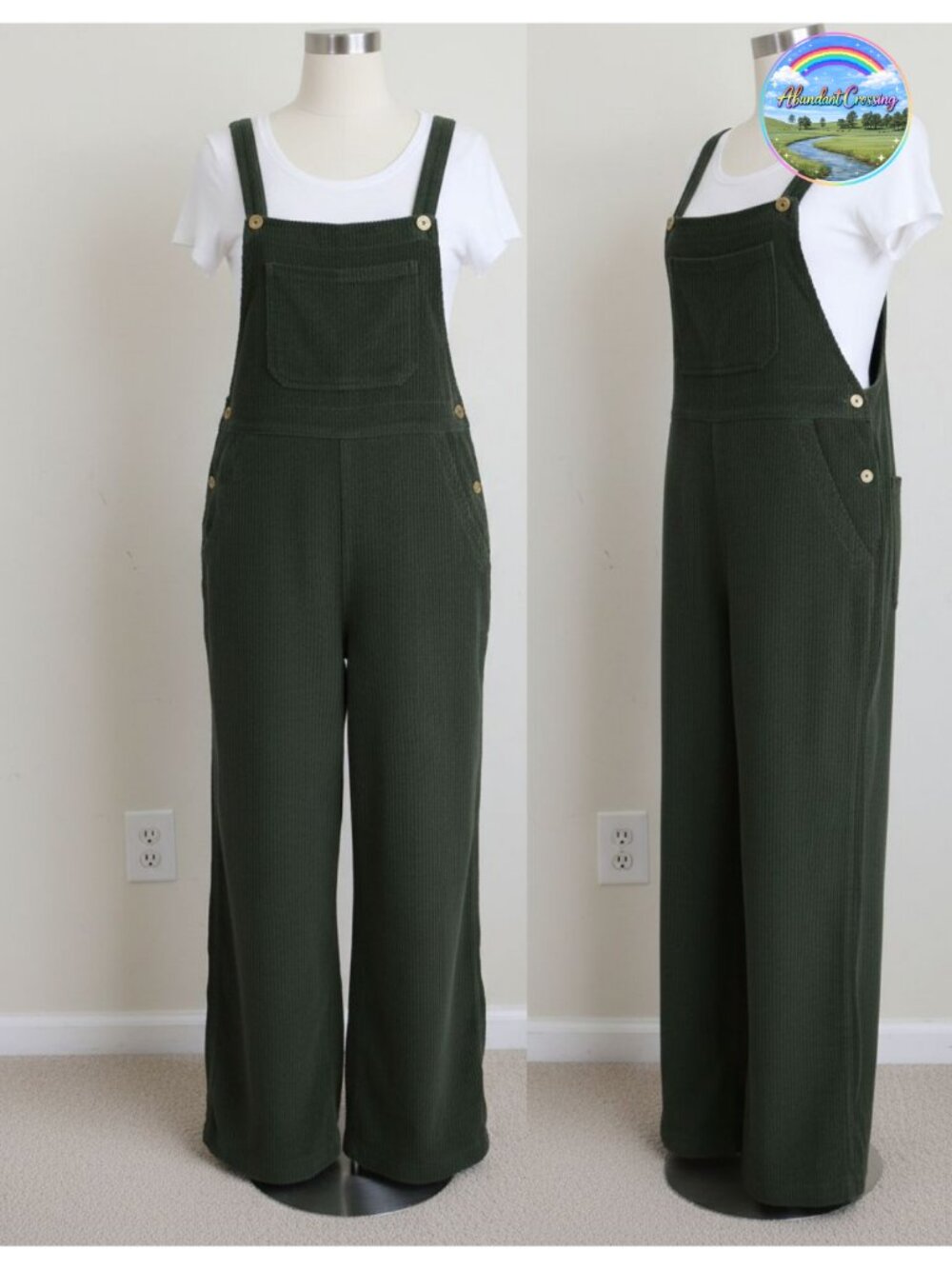 Corduroy Wide Leg Overalls Women Loose Fit Bib Jumpsuit Casual